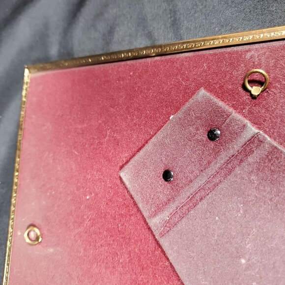 Pair VTG Gold Tone Picture Frames Hollywood Regency Decor Velvet Back MCM Crown - Picture 12 of 12